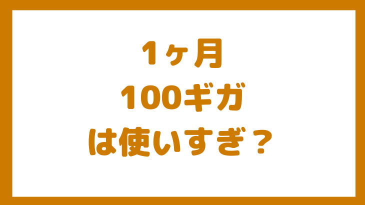 1ヶ月100ギガは使いすぎ？
